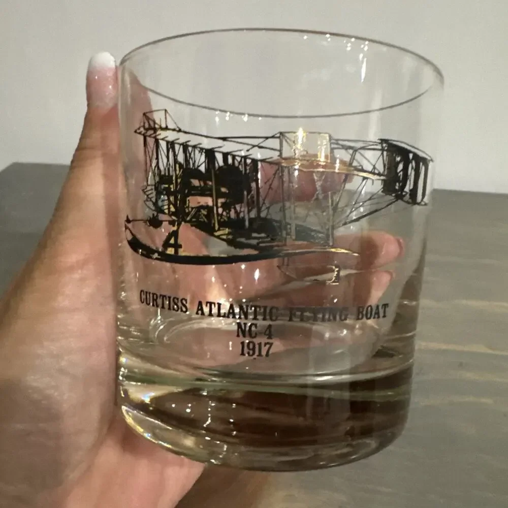Vintage ‘Plane’ Bar Glass Tumbler 3 1/2